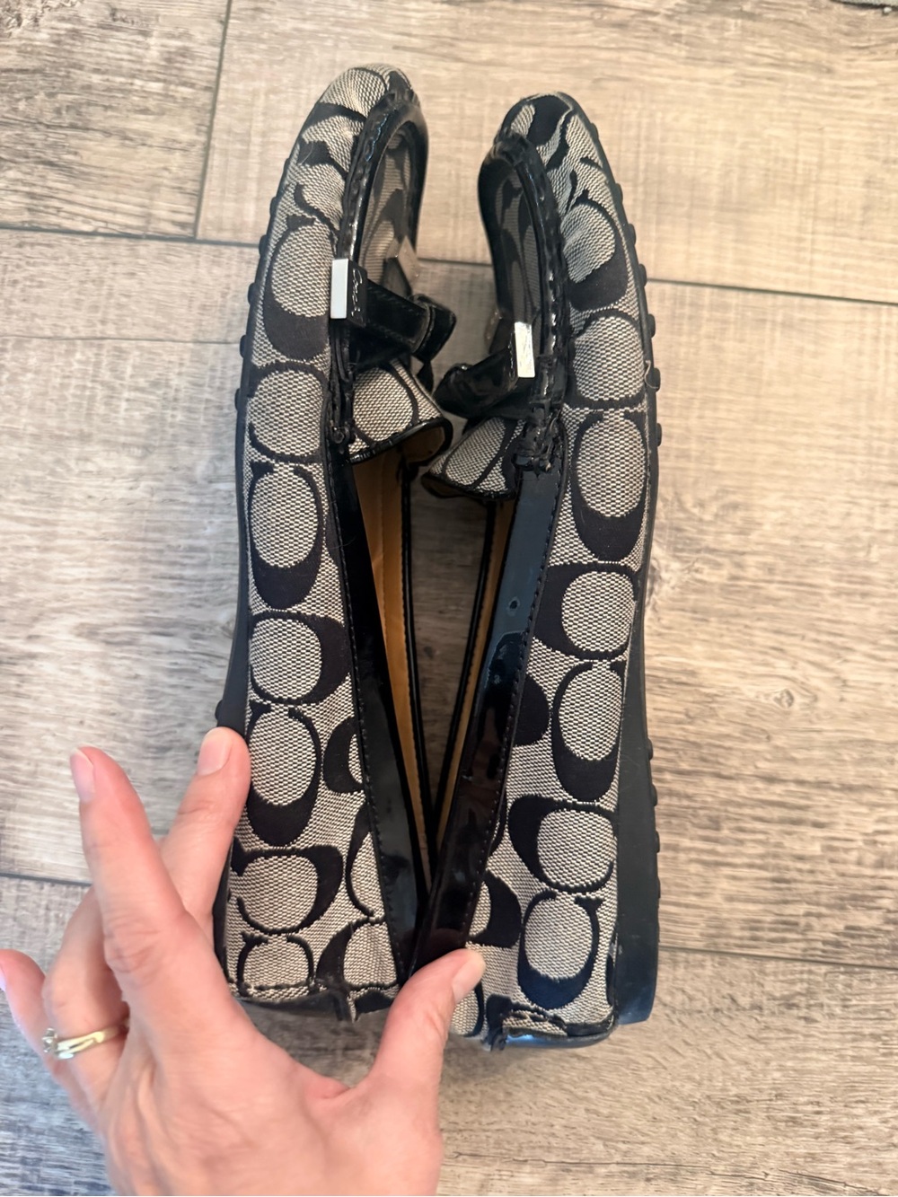 Coach Frida Loafers Canvas Leather Logo Design Size 10 - Picture 4 of 8